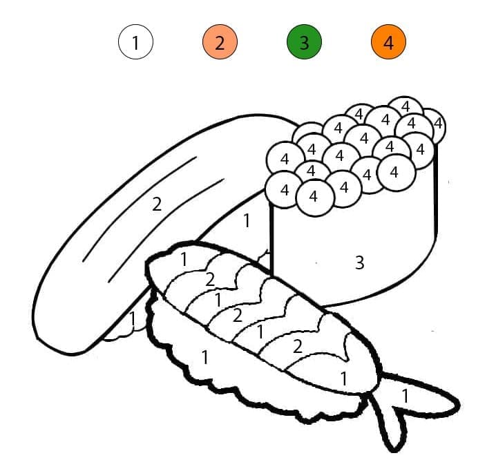 Combo de Sushis Coloriage Magique