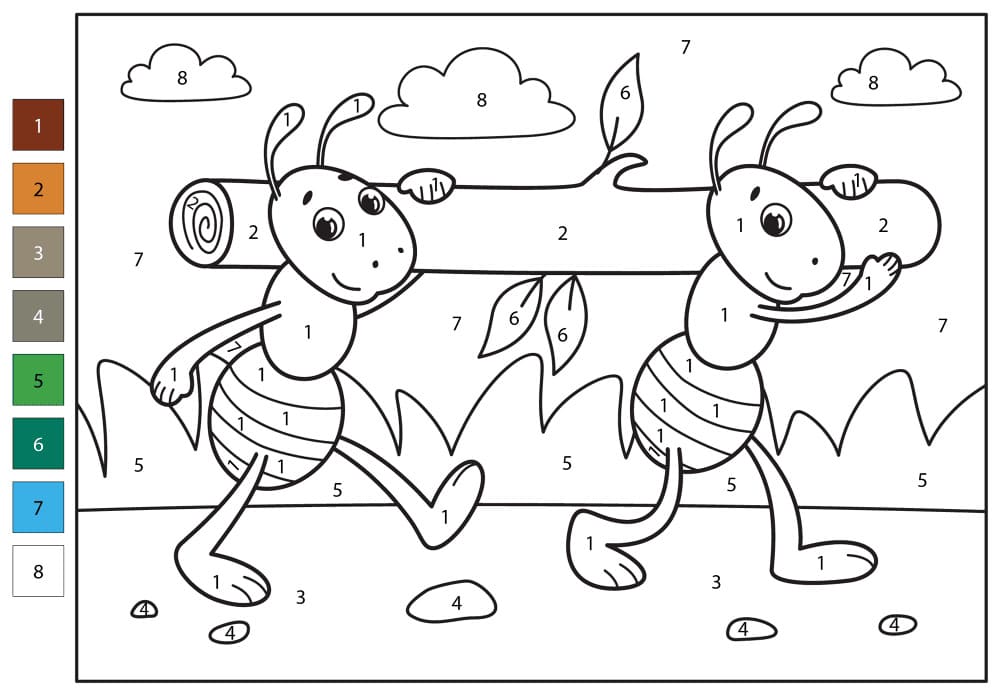 Deux fourmis Coloriage Magique