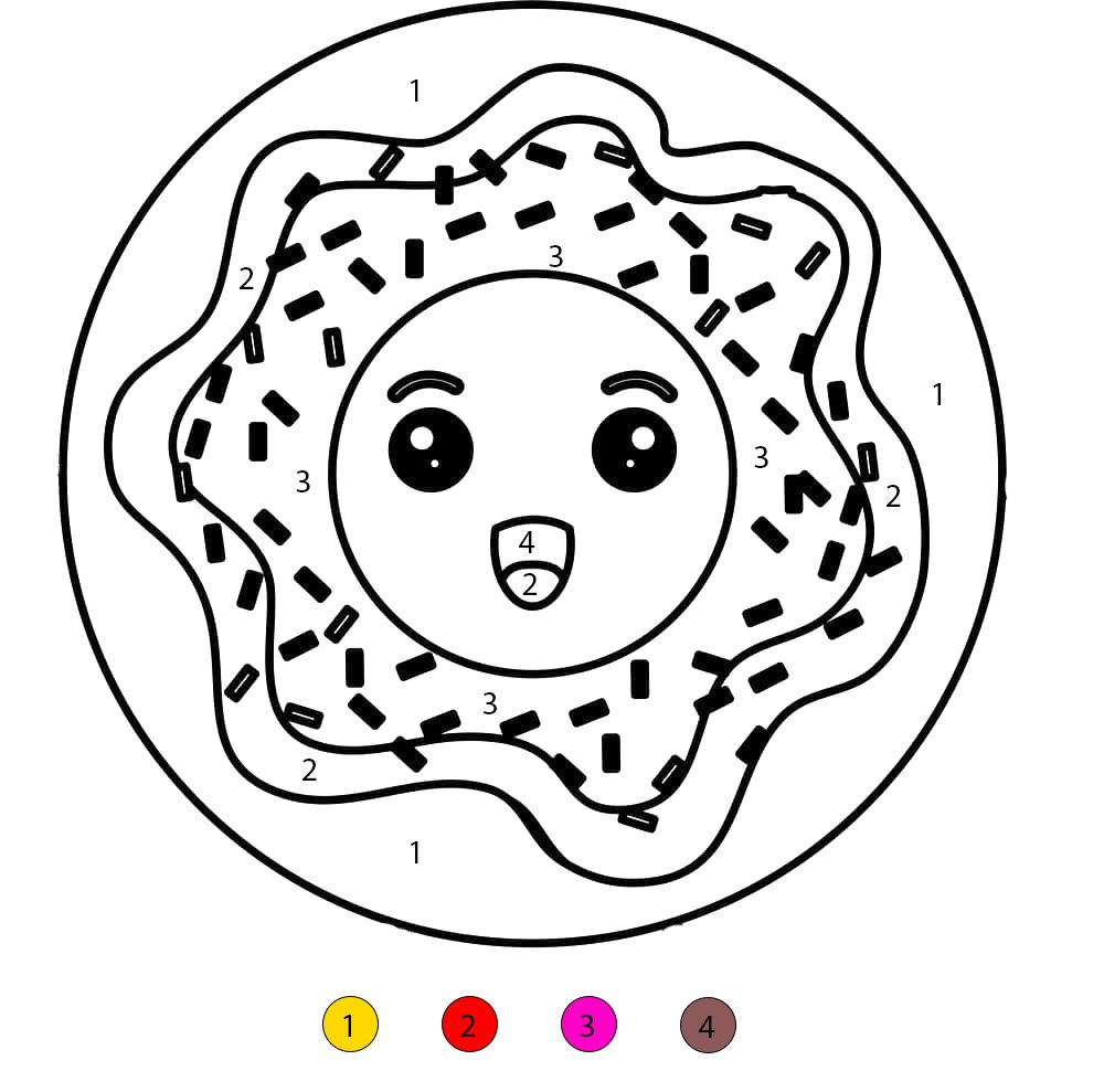 Donut de dessin animé Coloriage Magique