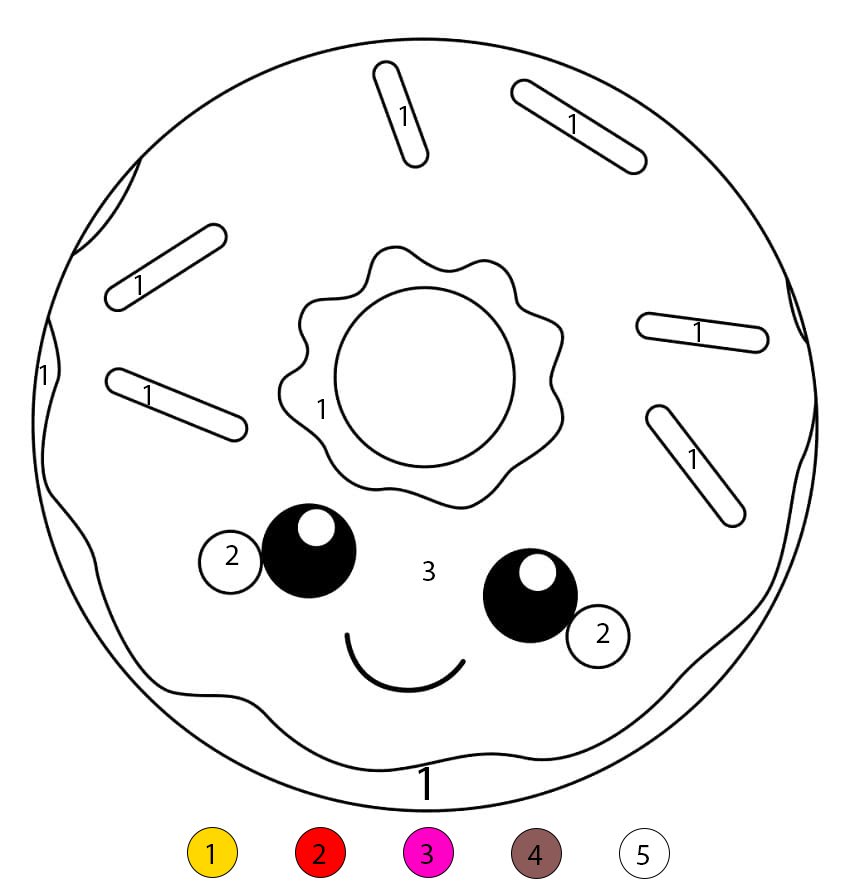 Donut kawaii Coloriage Magique