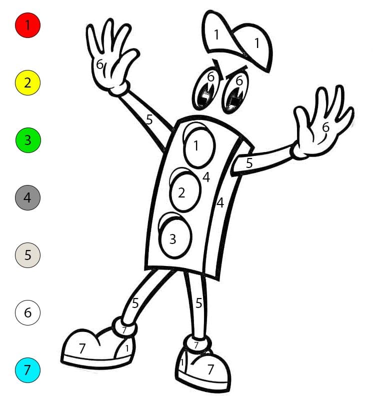 Feu de circulation de dessin animé Coloriage Magique