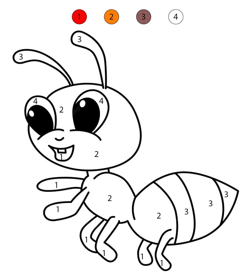 Fourmi de dessin animé Coloriage Magique