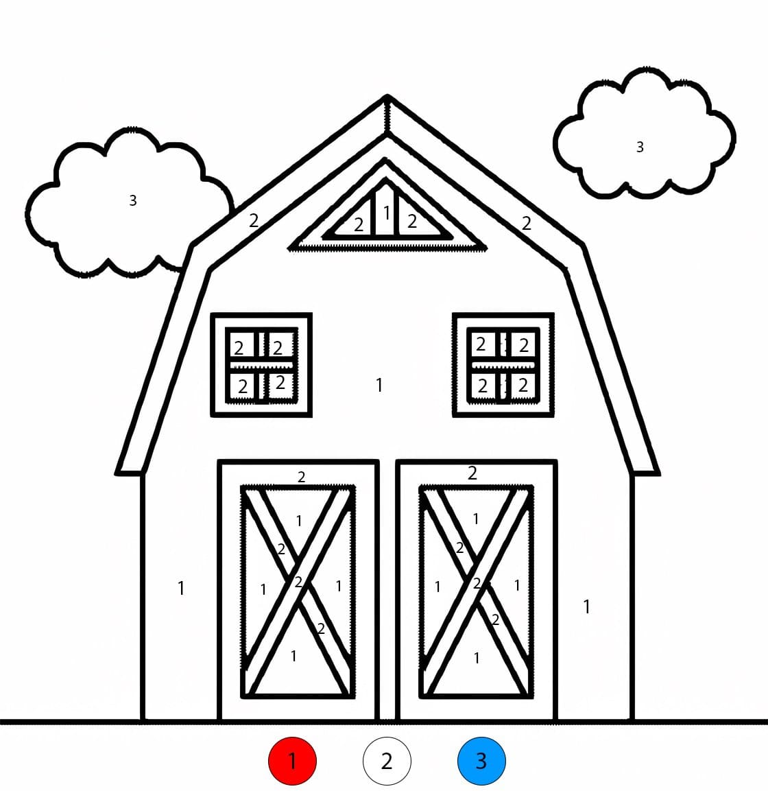 Grange Rustique Coloriage Magique