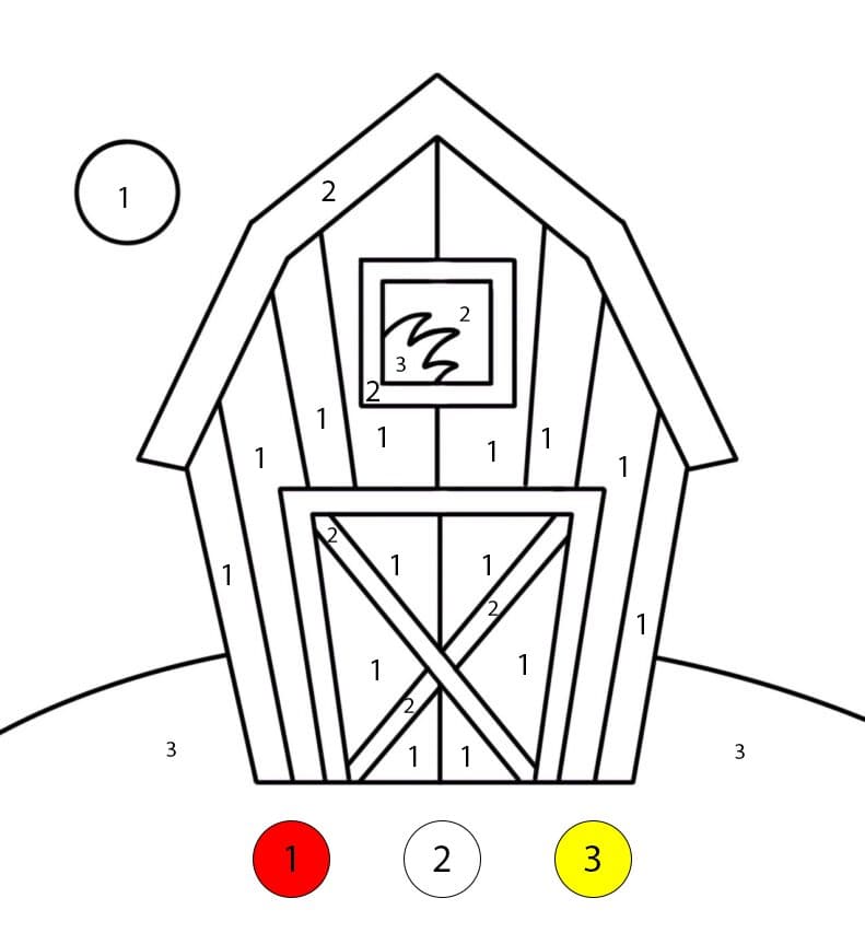 Grange de dessin animé Coloriage Magique