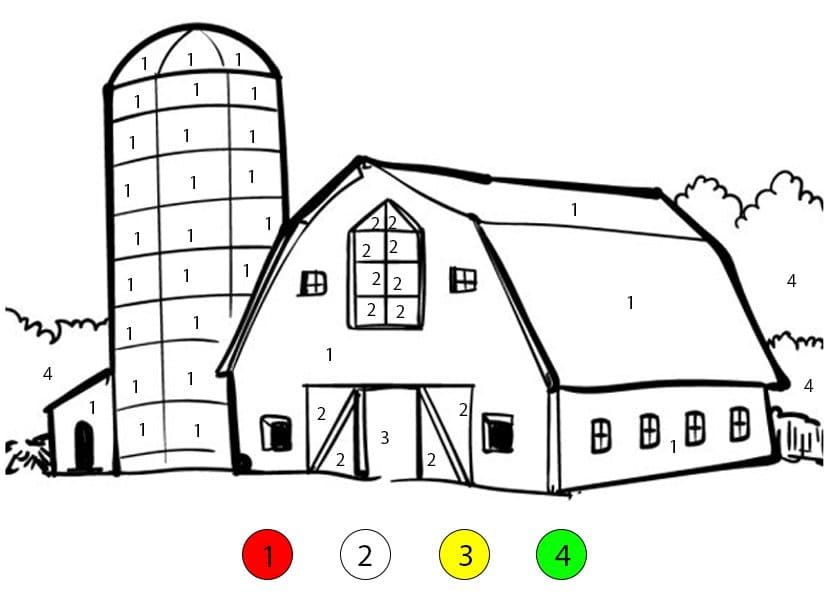 Grange des Récoltes Coloriage Magique