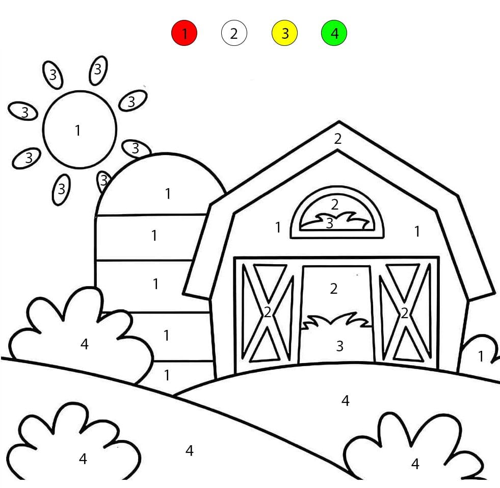 Grange des Vaches Coloriage Magique