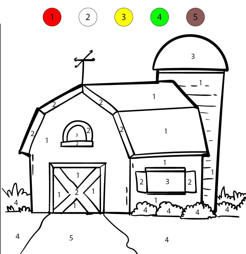 Grange du Village Coloriage Magique