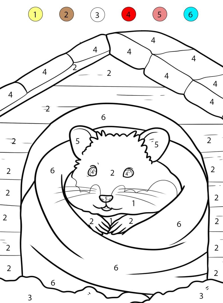 Hamster dans sa maison Coloriage Magique