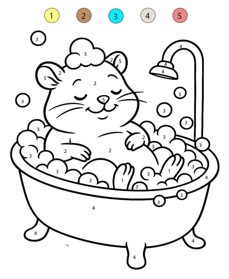 Hamster dans un bain Coloriage Magique