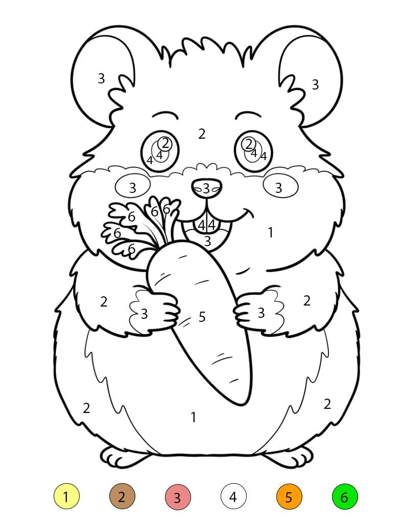 Hamster et Carotte Coloriage Magique