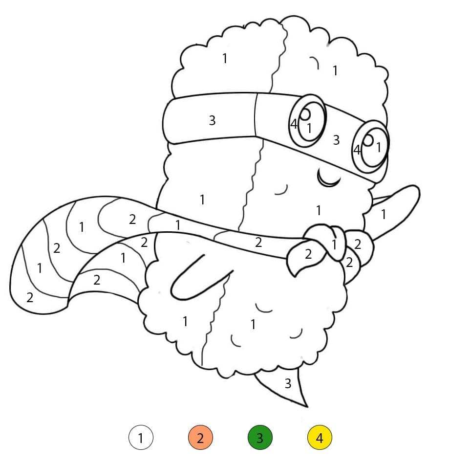 Héros du Sushi Coloriage Magique