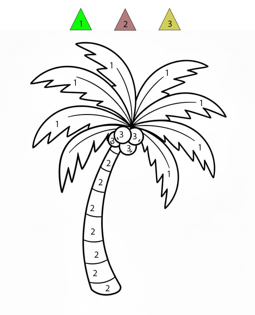 Palmier tropical Coloriage Magique
