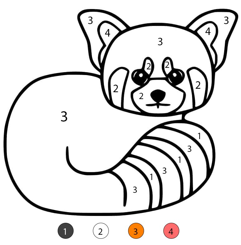 Panda roux de dessin animé Coloriage Magique
