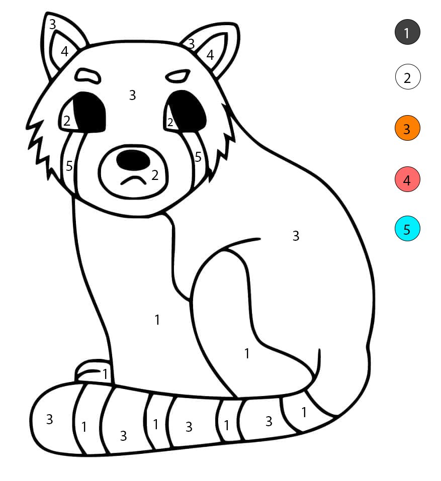 Panda roux facile Coloriage Magique