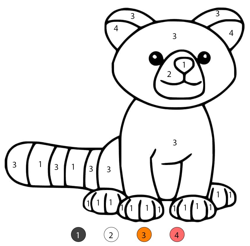 Panda roux simple Coloriage Magique