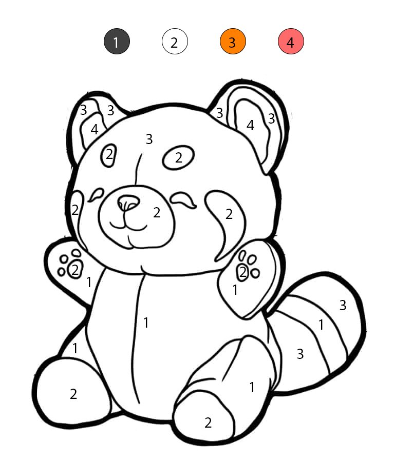 Panda roux tout duveteux Coloriage Magique