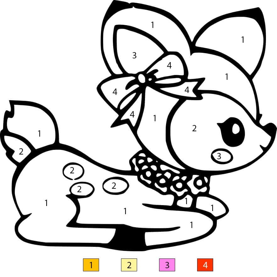 Petit cerf mignon Coloriage Magique