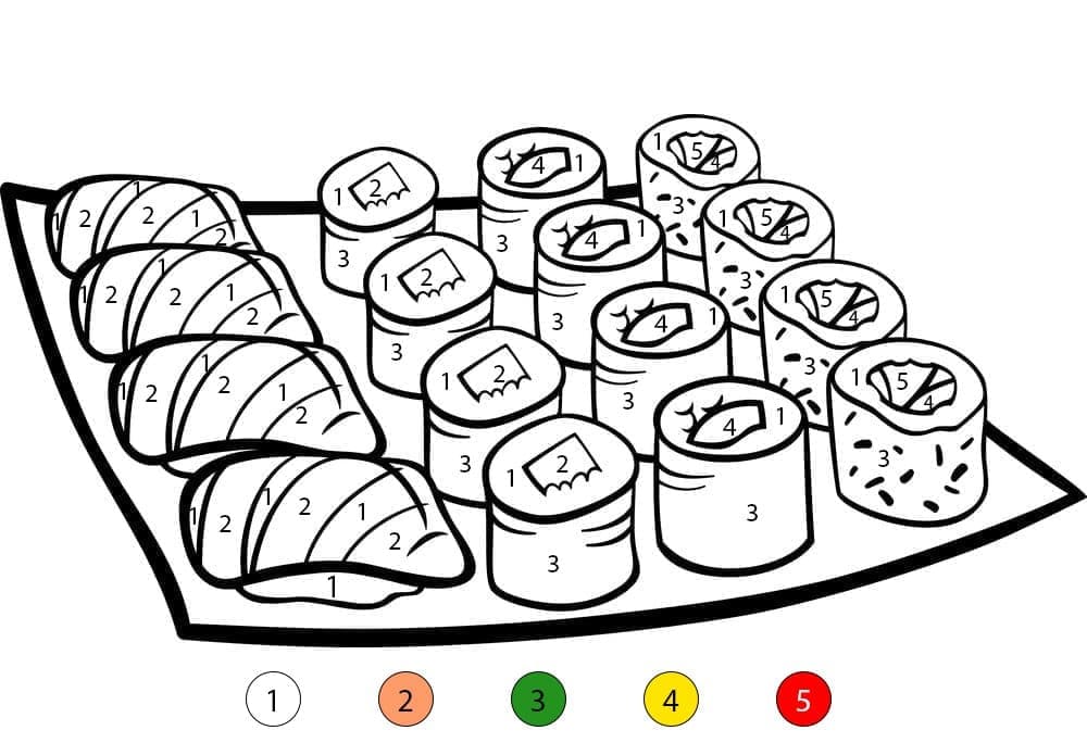 Plateau de Sushis Coloriage Magique