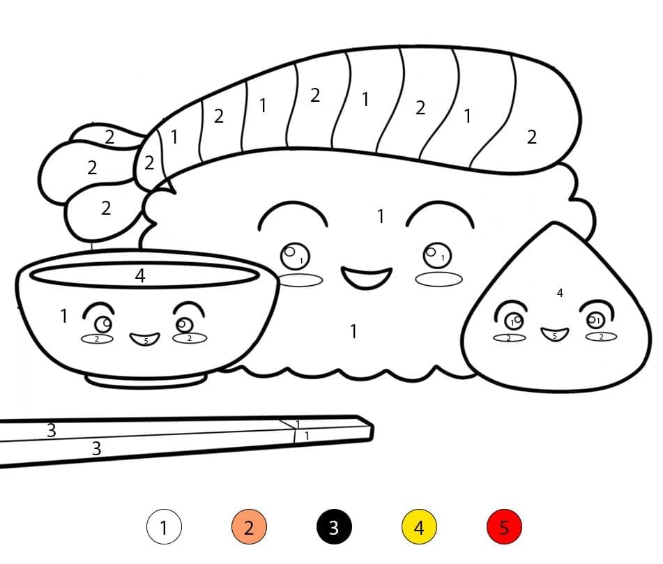 Sushis Adorables Coloriage Magique