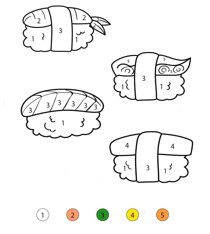 Sushis Nigiri Coloriage Magique