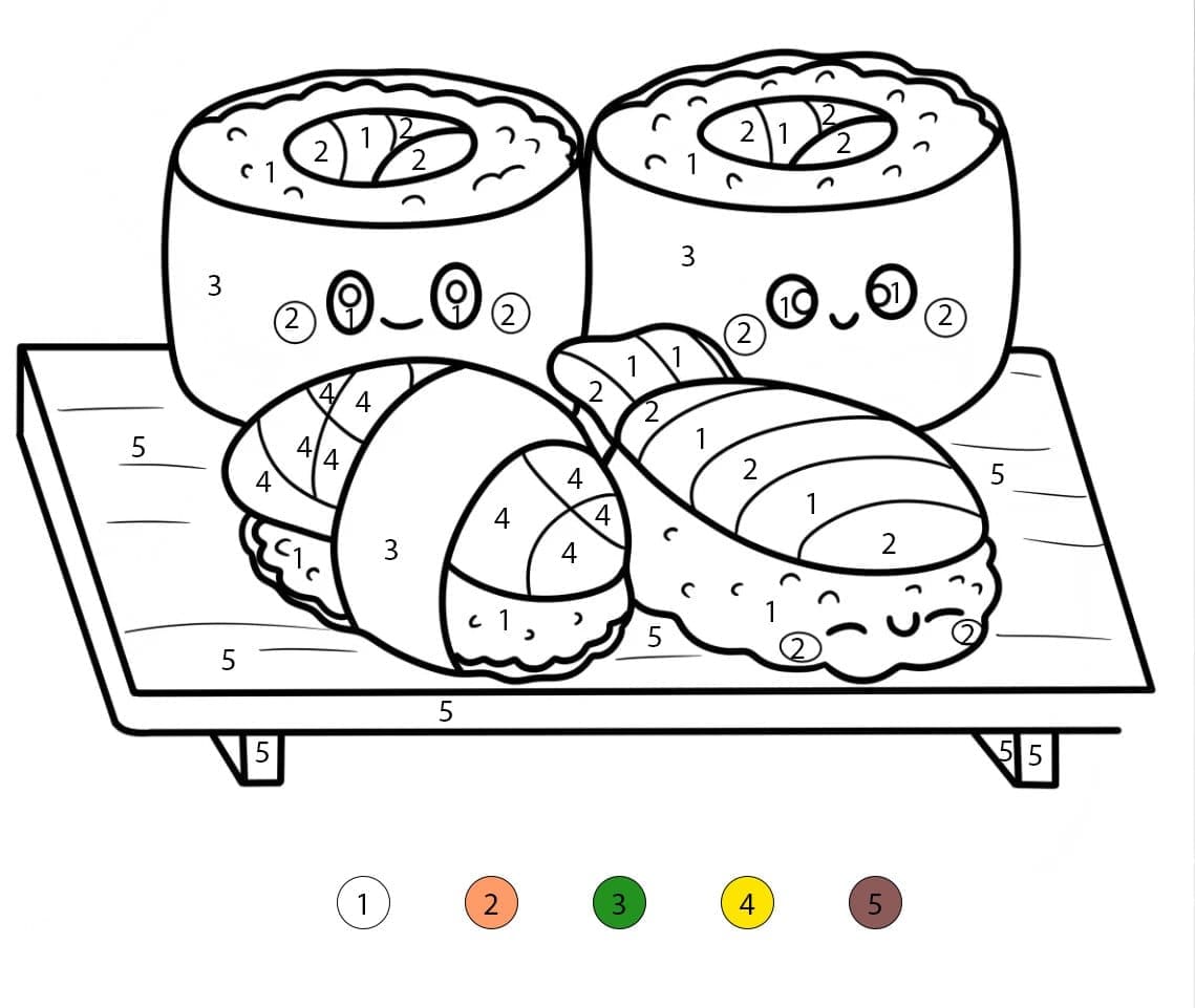 Sushis Nigiri et Maki Coloriage Magique