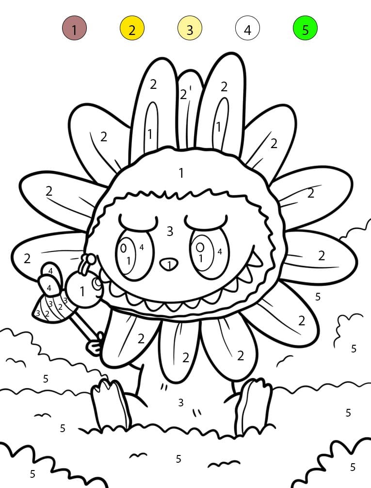 Tournesol Labubu Coloriage Magique