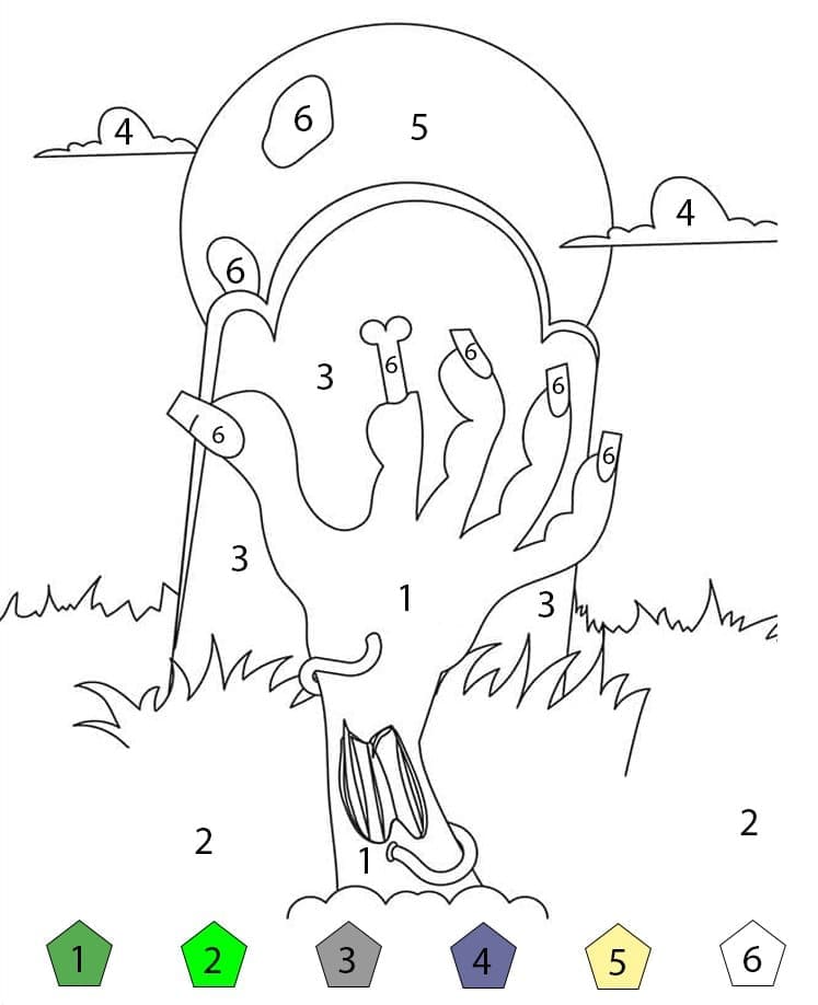 Une main de zombie Coloriage Magique