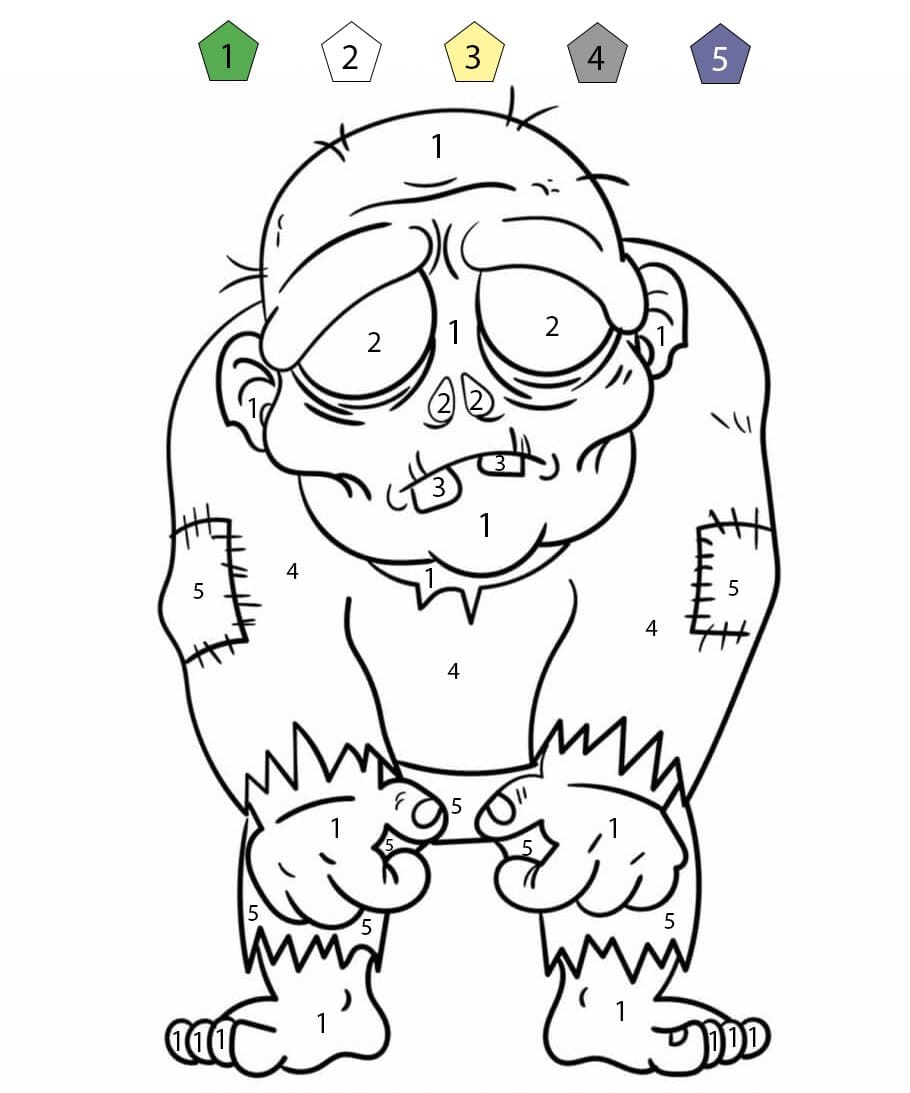 Vieux et gros zombie Coloriage Magique