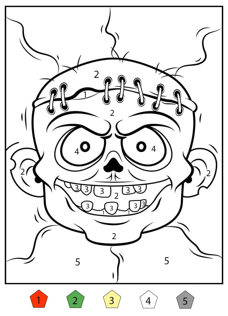 Visage de zombie Coloriage Magique