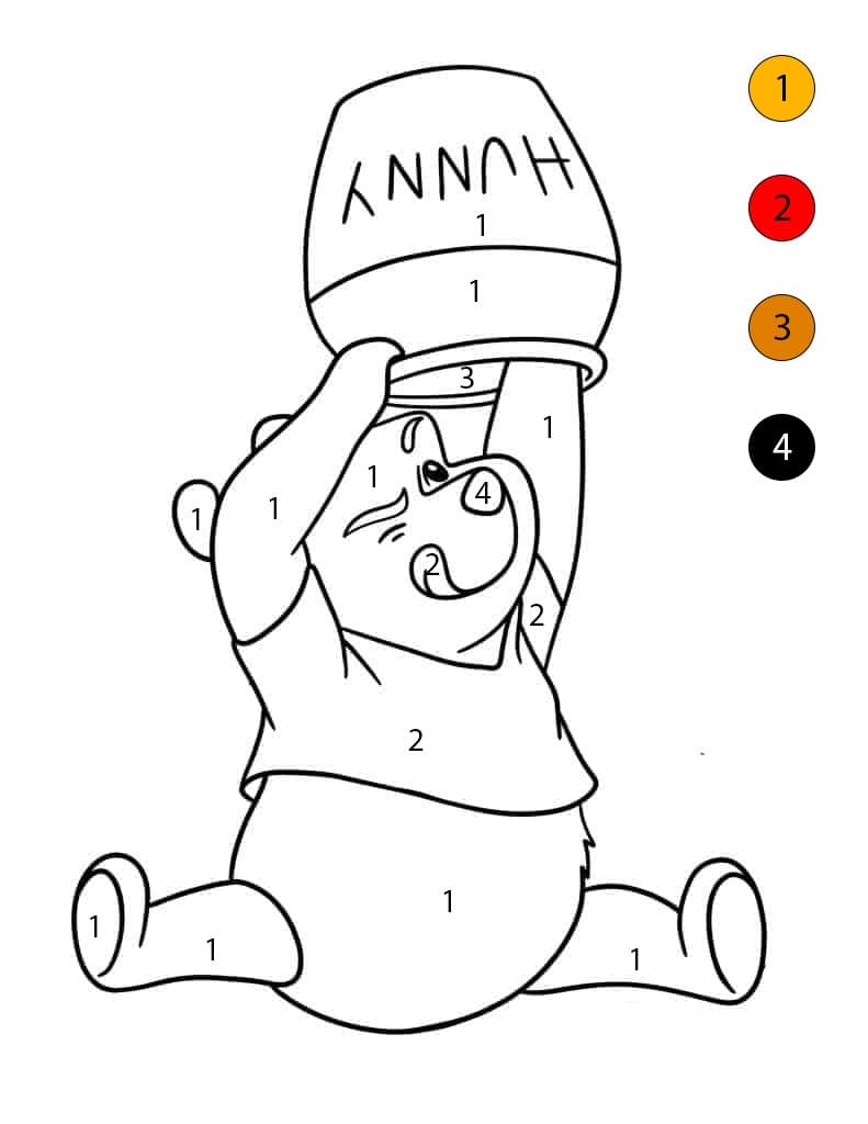 Winnie l'Ourson à la recherche de miel Coloriage Magique