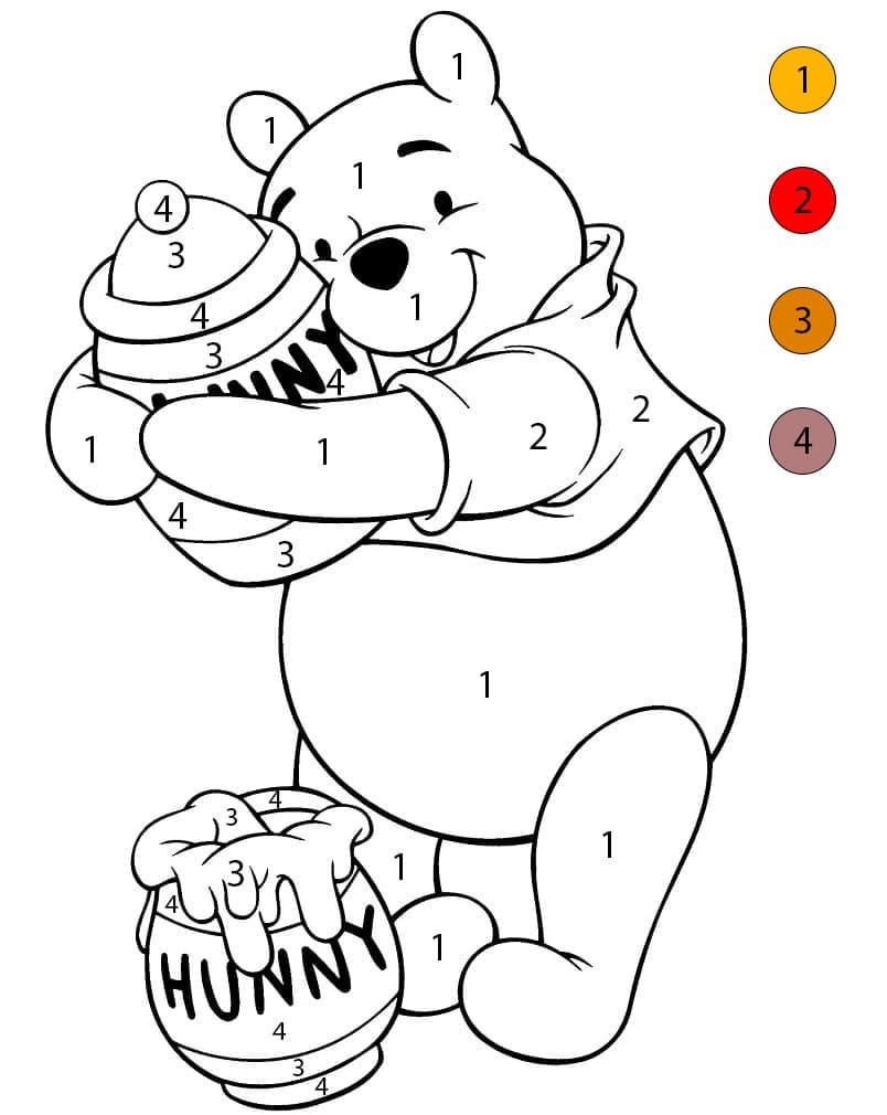 Winnie l'Ourson adore le miel Coloriage Magique