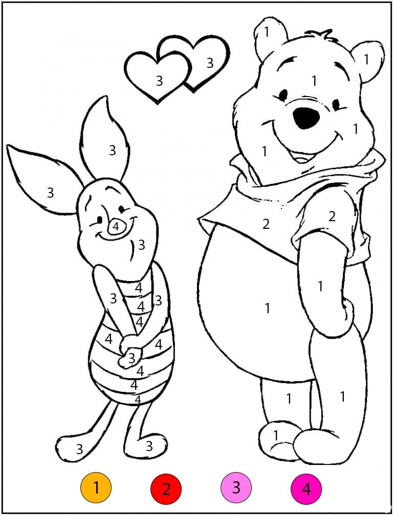 Winnie l'Ourson et Porcinet Coloriage Magique