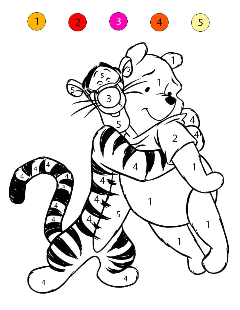 Winnie l'Ourson et Tigrou Coloriage Magique