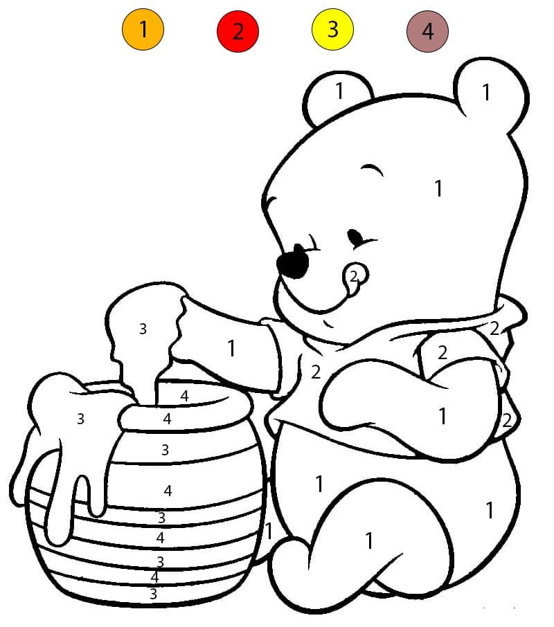 Winnie l'Ourson et un pot de miel Coloriage Magique