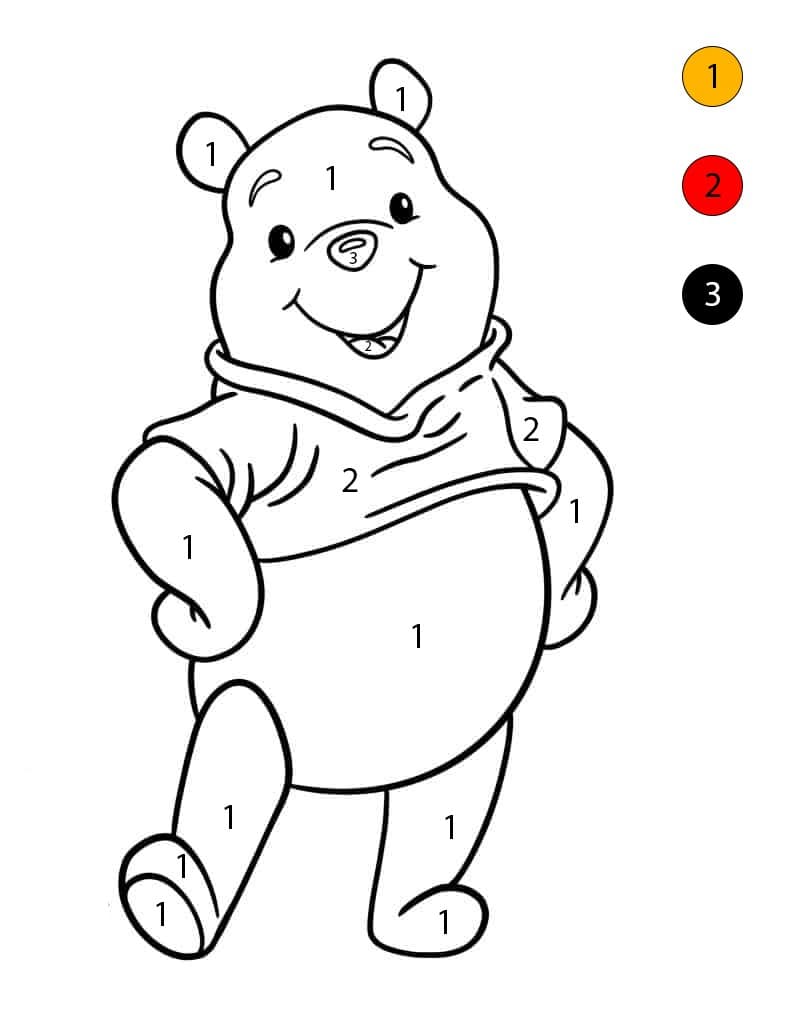 Winnie l'Ourson sympathique Coloriage Magique