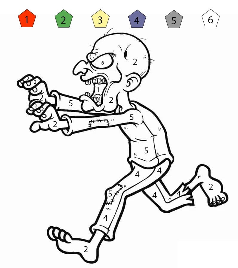 Zombie court Coloriage Magique