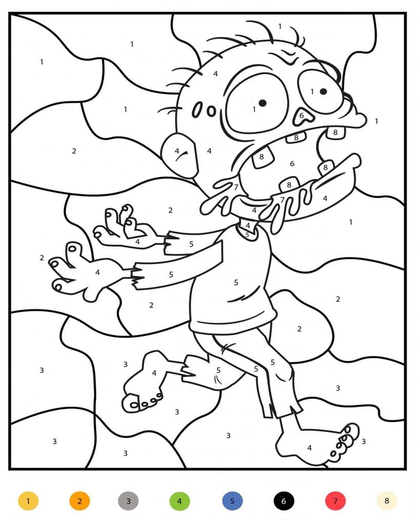 Zombie drôle Coloriage Magique