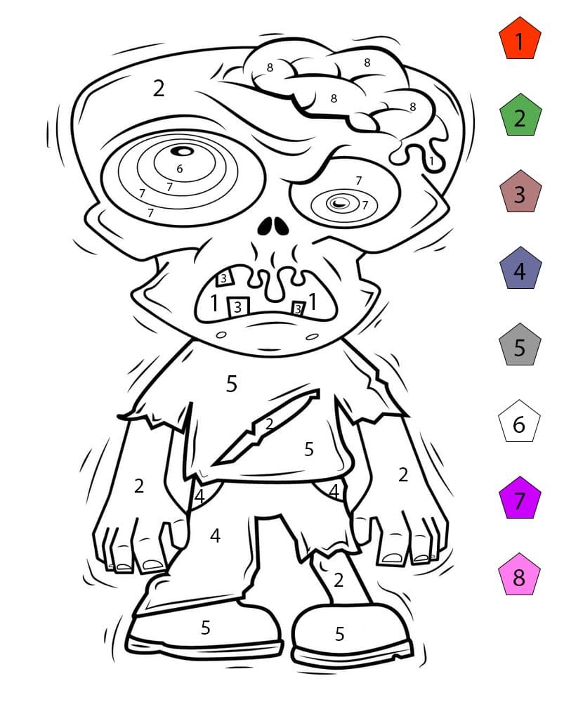 Zombie effrayant Coloriage Magique