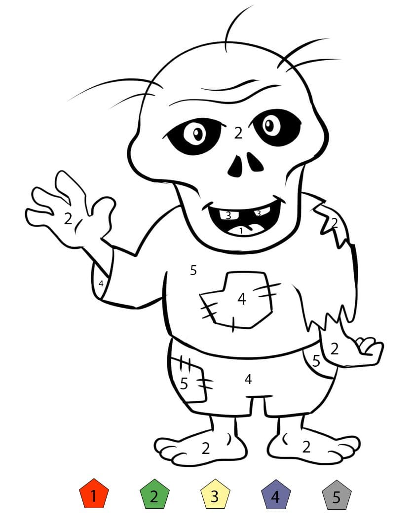 Zombie fait signe Coloriage Magique