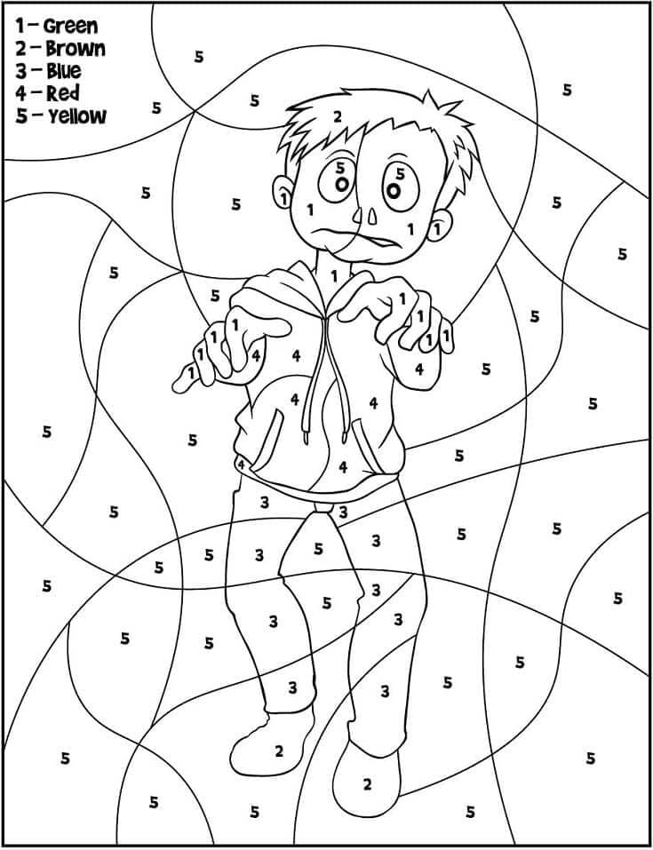 Zombie humain Coloriage Magique