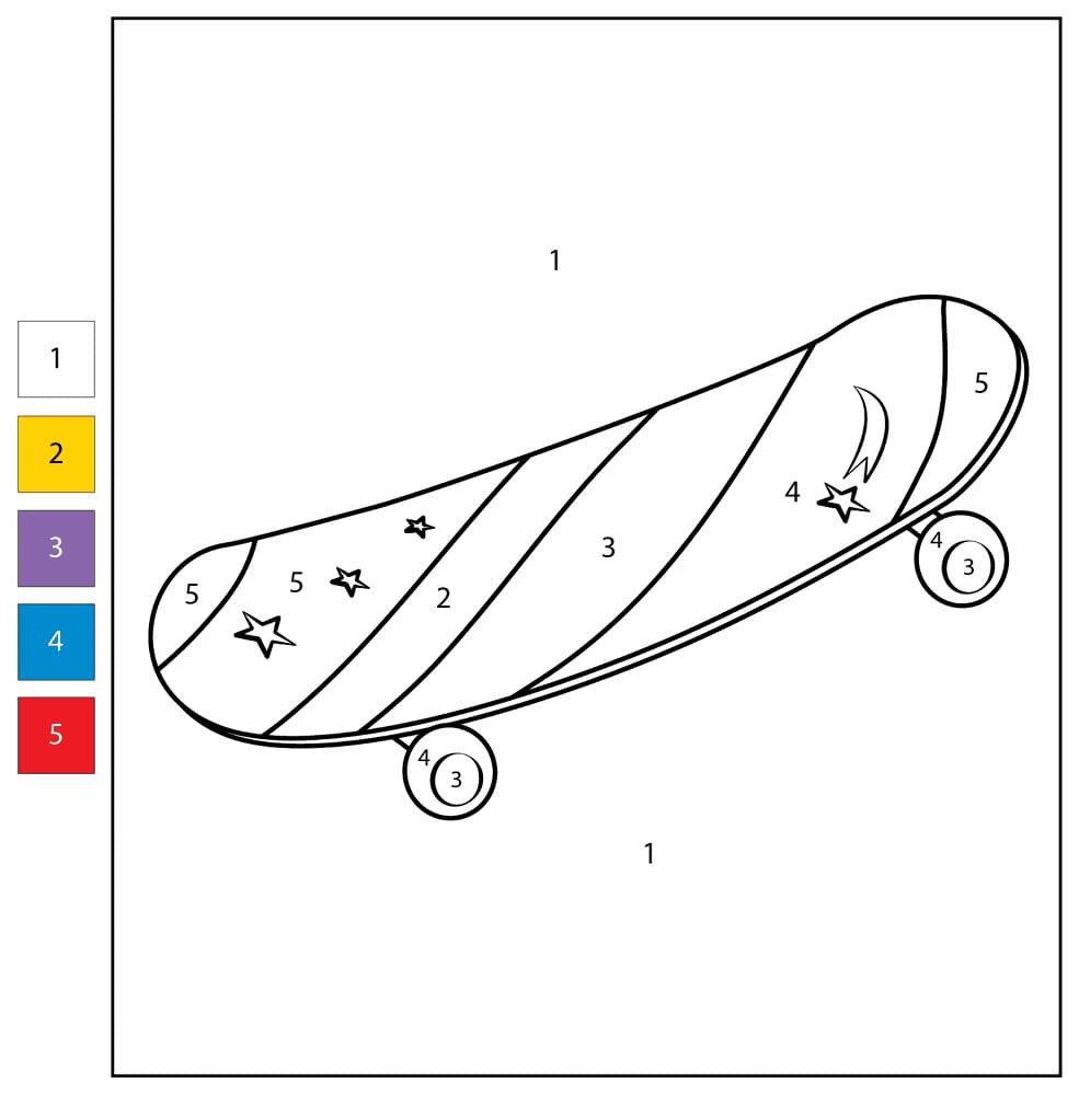 Beau Skateboard Coloriage Magique