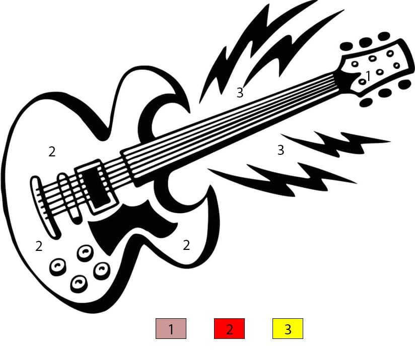 Belle guitare Coloriage Magique