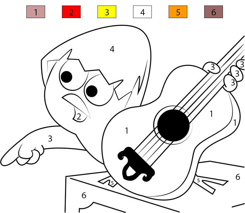 Calimero joue de la guitare Coloriage Magique