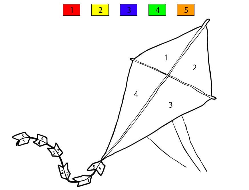 Cerf-volant Coloré Coloriage Magique