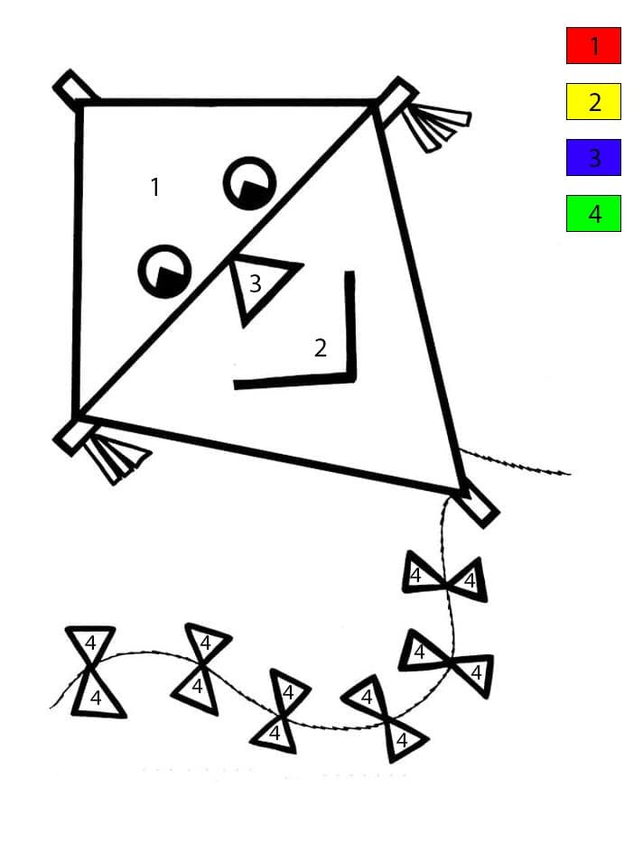 Cerf-volant Mignon Coloriage Magique