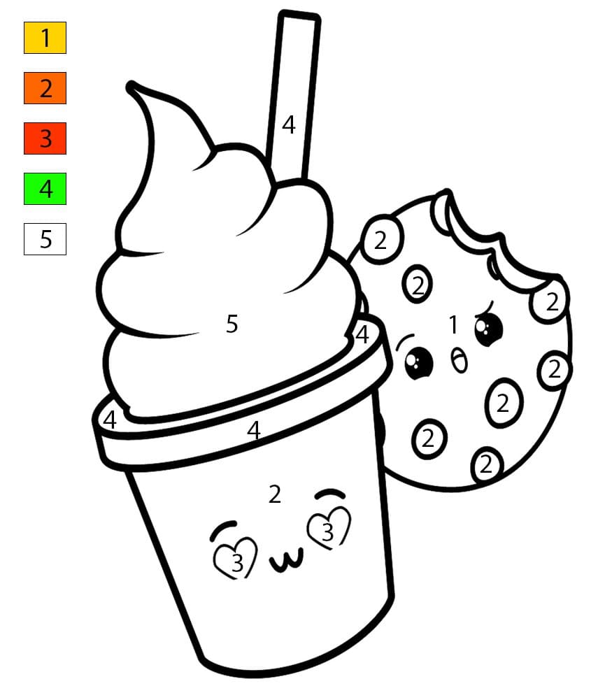 Cookie et milkshake Coloriage Magique