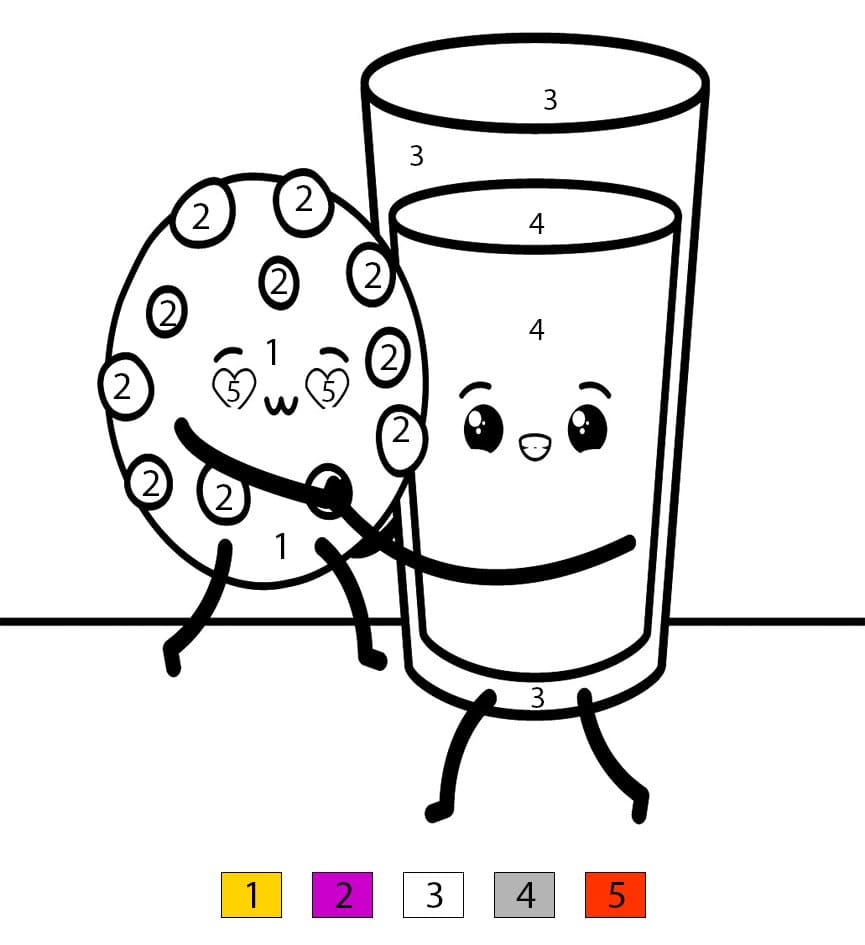 Cookie et verre de lait Coloriage Magique