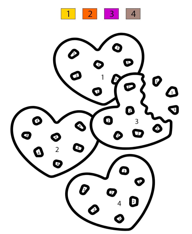 Cookies de la Saint-Valentin Coloriage Magique