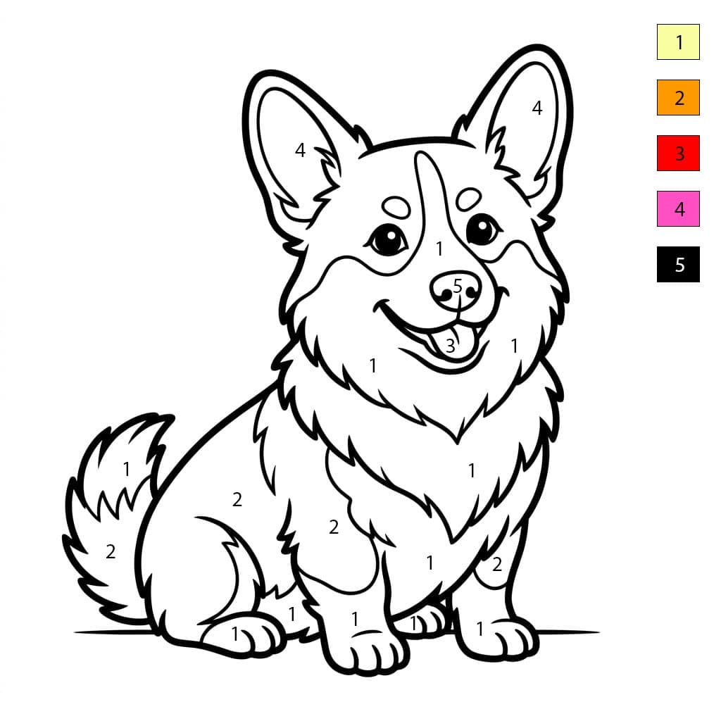 Corgi amical Coloriage Magique