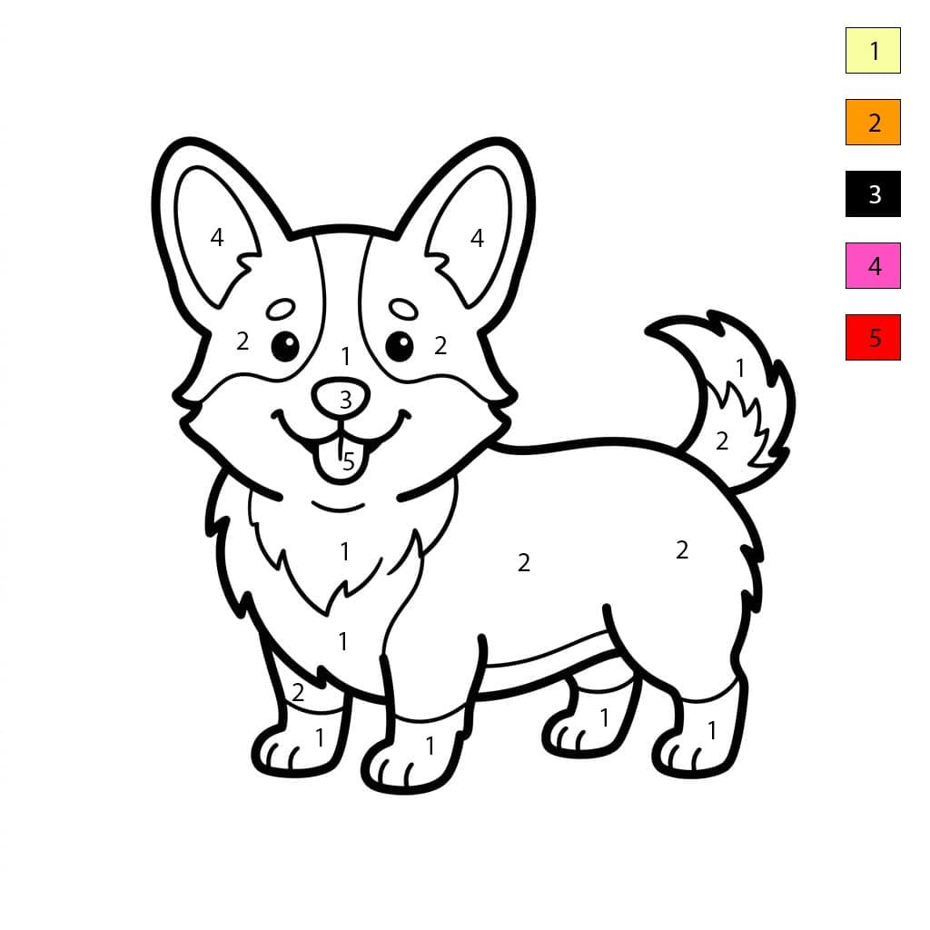 Corgi de dessin animé Coloriage Magique